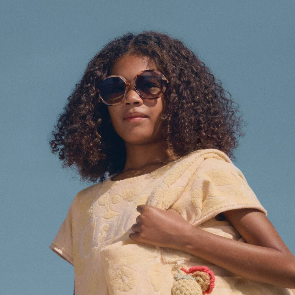 Chloé-Girls Brown Tortoise Frame Sunglasses | Childrensalon