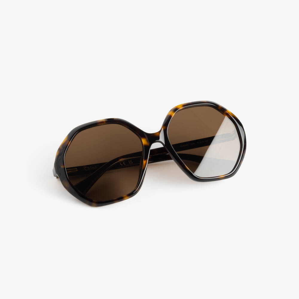 Chloé-Girls Brown Tortoise Frame Sunglasses | Childrensalon
