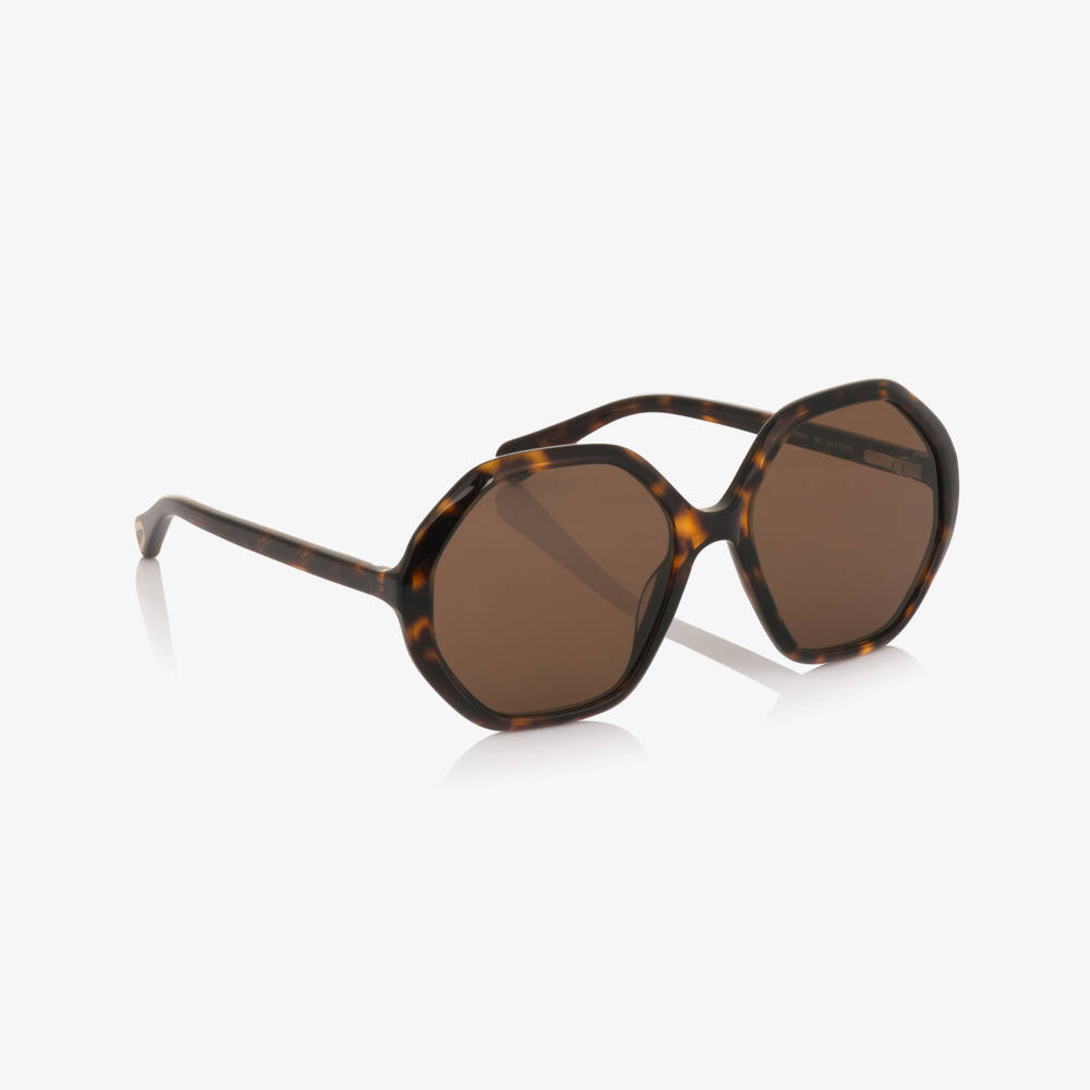 Chloé-Girls Brown Tortoise Frame Sunglasses | Childrensalon