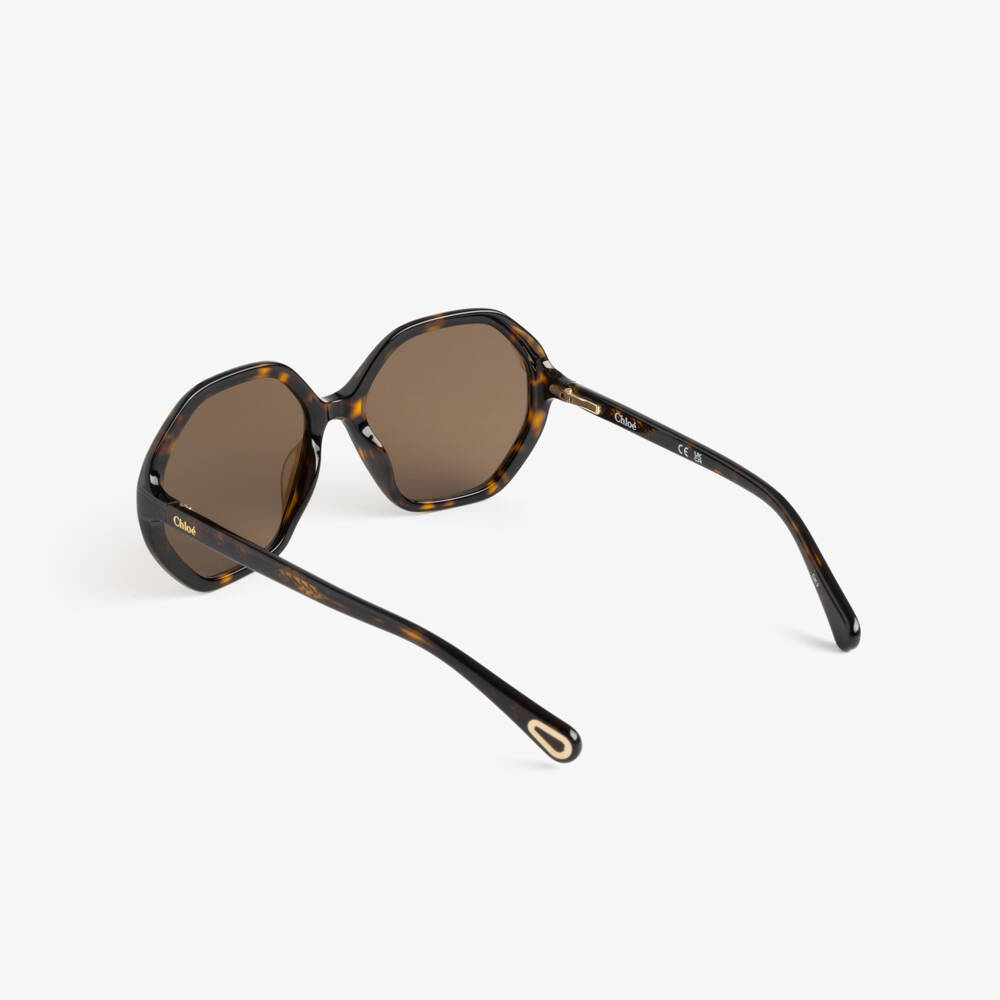Chloé-Girls Brown Tortoise Frame Sunglasses | Childrensalon