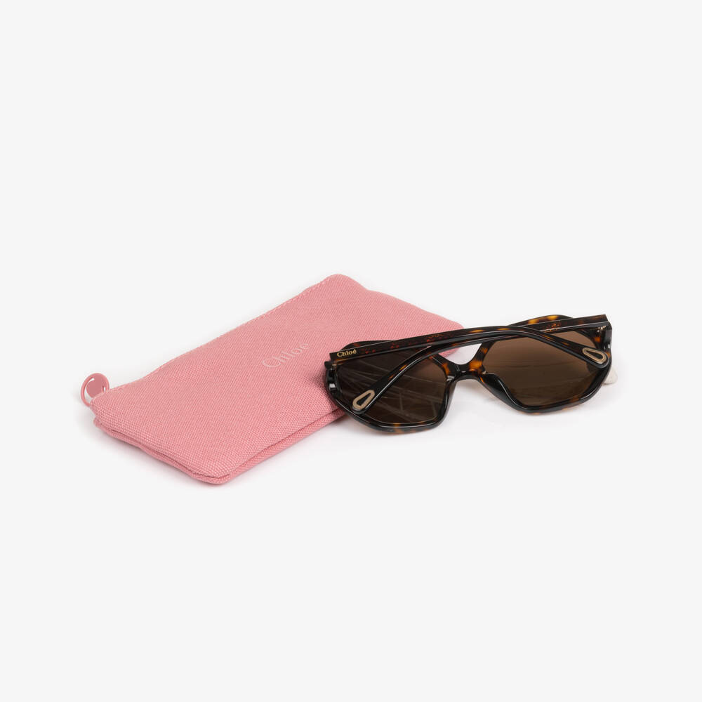 Chloé-Girls Brown Tortoise Frame Sunglasses | Childrensalon