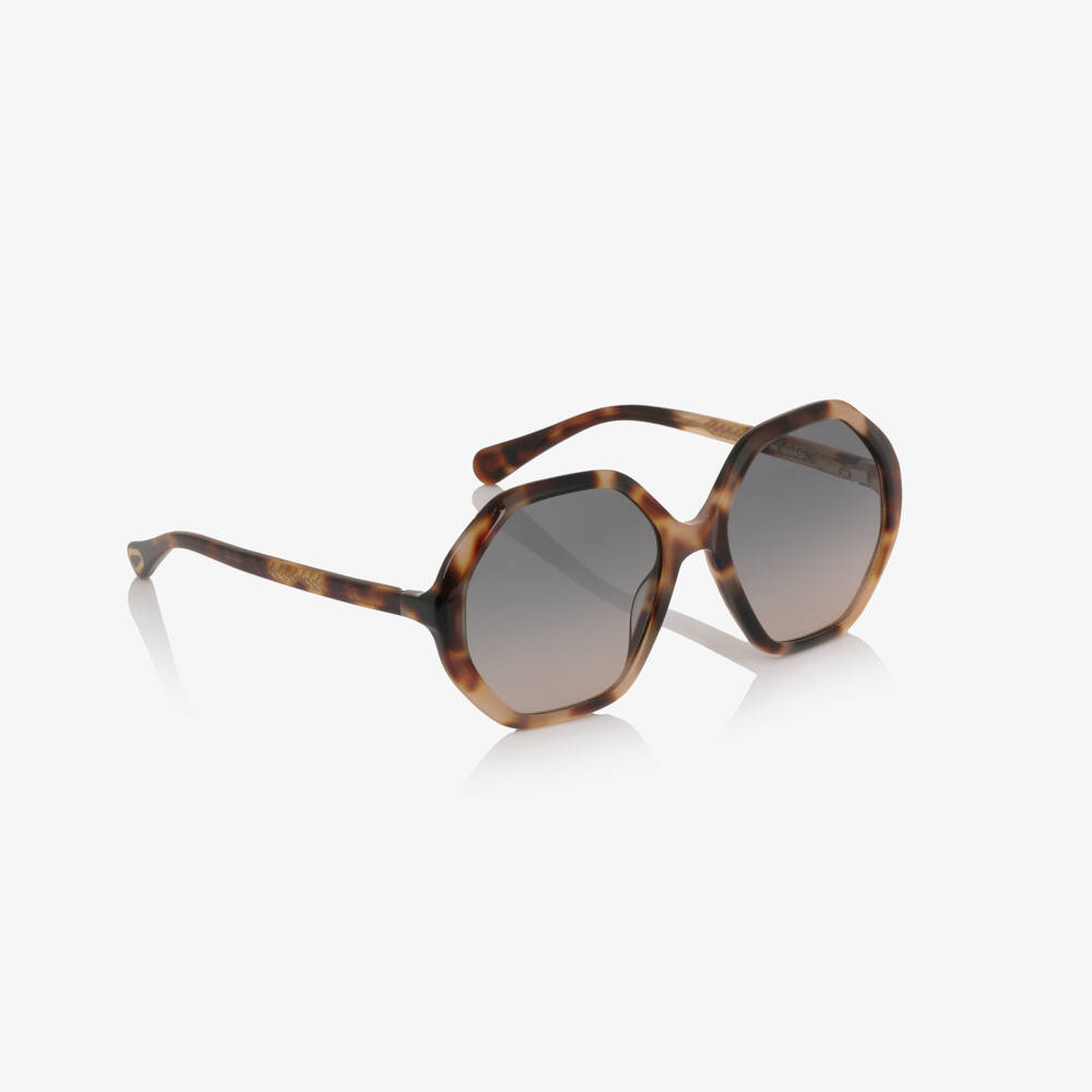 Chloé-Girls Brown Tortoise Shell Frame Sunglasses | Childrensalon