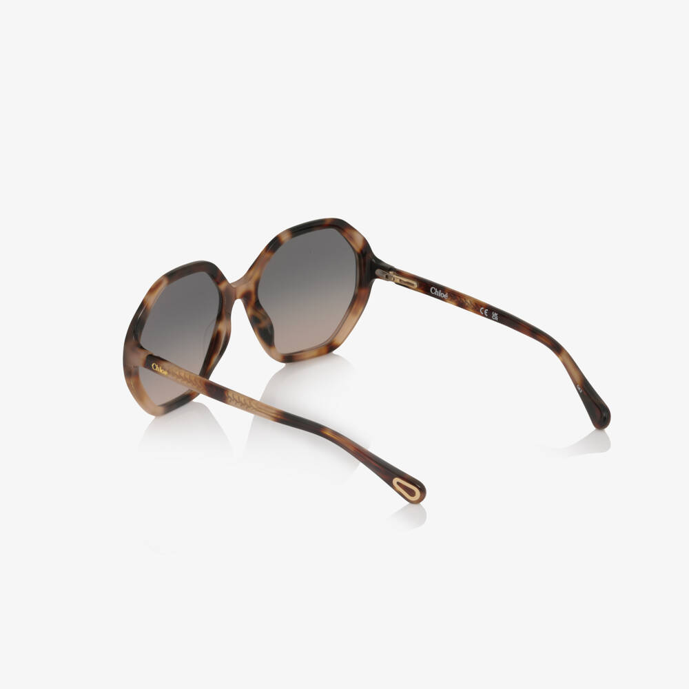 Chloé-Girls Brown Tortoise Shell Frame Sunglasses | Childrensalon