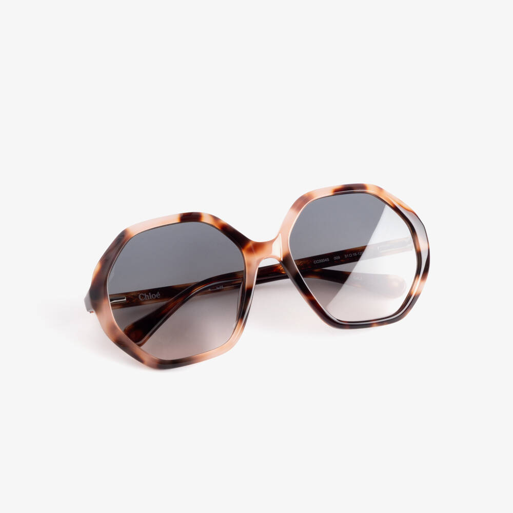 Chloé-Girls Brown Tortoise Shell Frame Sunglasses | Childrensalon