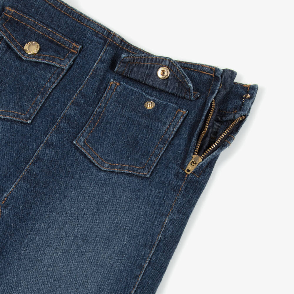 Chloé-Girls Dark Blue Denim Midi Skirt | Childrensalon