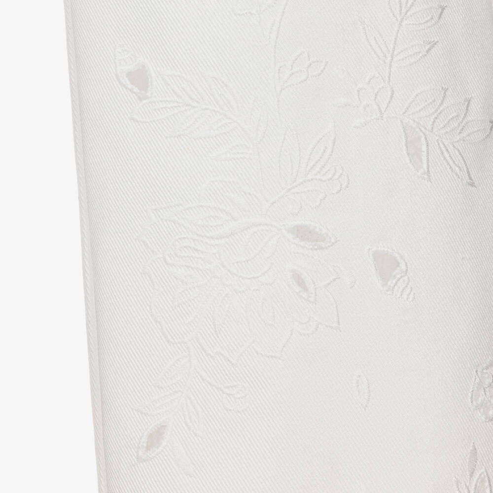 Chloé-Girls Embroidered White Denim Jeans | Childrensalon