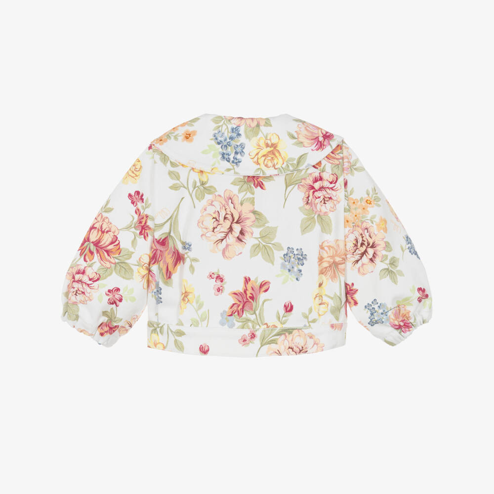 Chloé-Girls Floral-Patterned Denim Jacket | Childrensalon