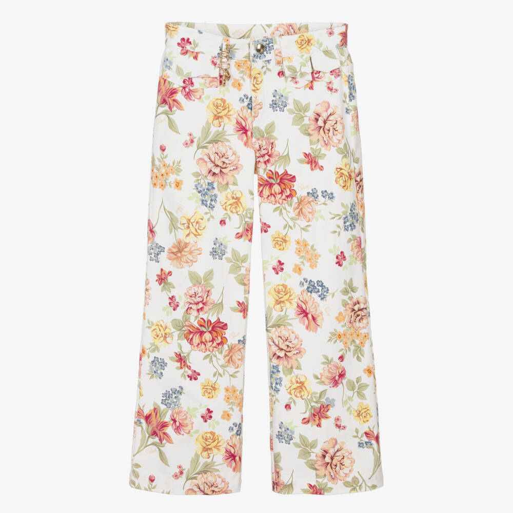 Chloé-Girls Floral-Patterned Denim Jeans | Childrensalon