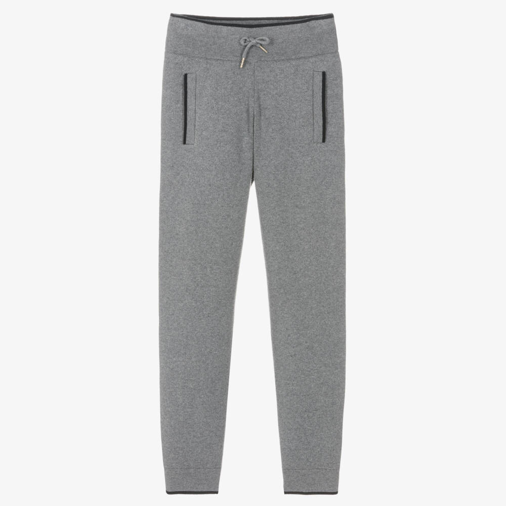 Chloé-Girls Grey Cotton Knit Joggers | Childrensalon