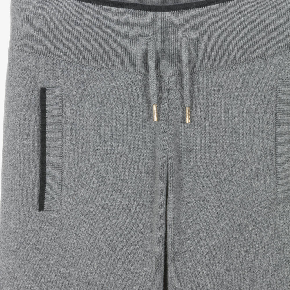 Chloé-Girls Grey Cotton Knit Joggers | Childrensalon