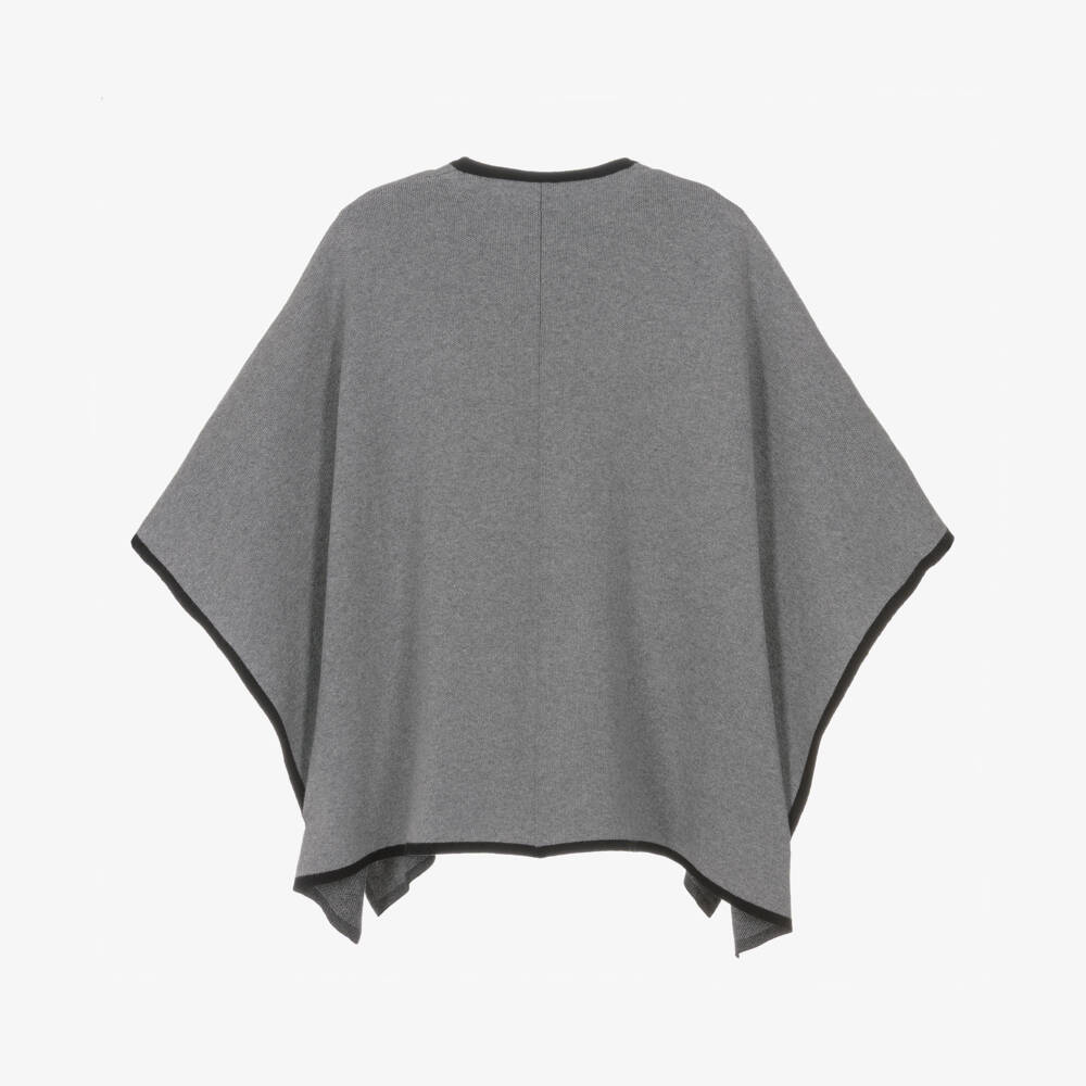 Chloé-Girls Grey Knitted Cape with Heart Logo | Childrensalon