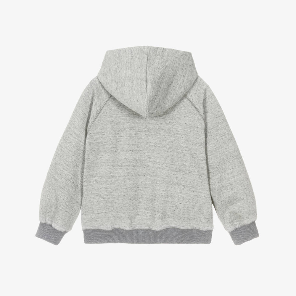 Chloé-Girls Grey Marl Cotton Hoodie with Faded Logo | Childrensalon