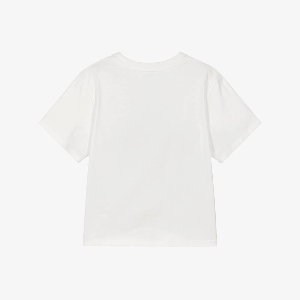 Chloé-Girls Ivory Cotton Handwritten Signature Logo T-Shirt | Childrensalon