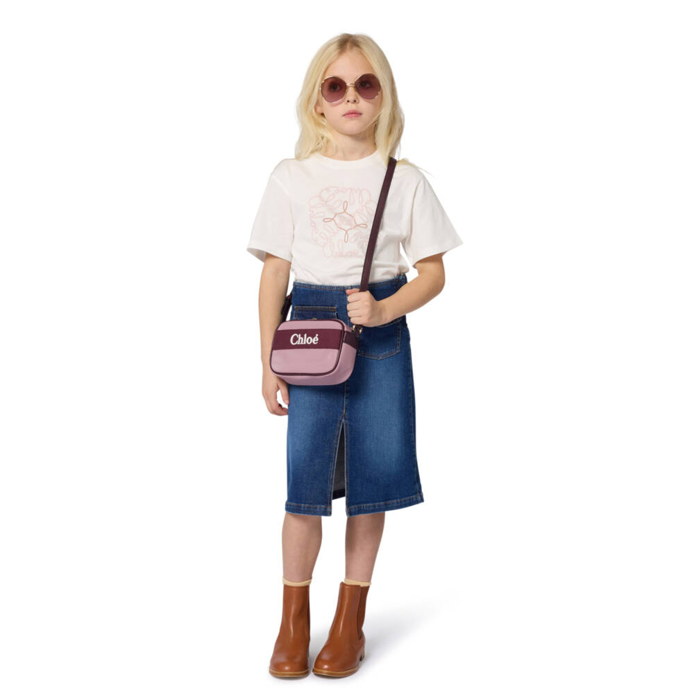 Chloé-Girls Ivory Cotton Handwritten Signature Logo T-Shirt | Childrensalon
