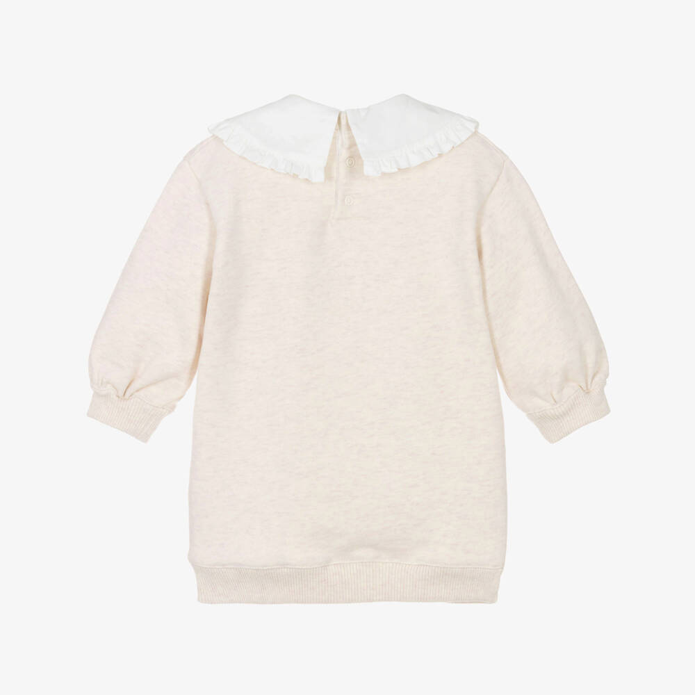 Chloé-Girls Ivory Cotton Jersey Dress with Collar | Childrensalon