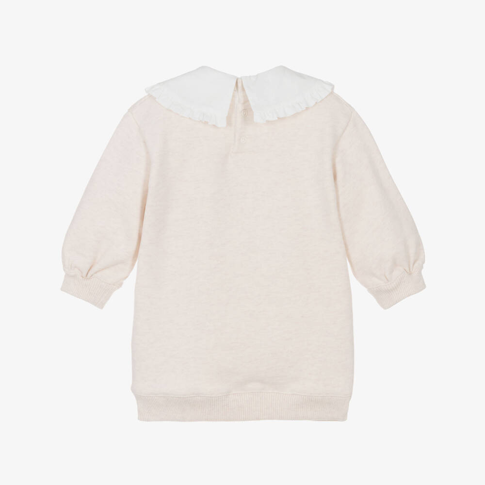 Chloé-Girls Ivory Cotton Jersey Dress with Collar | Childrensalon