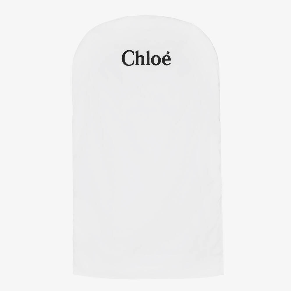 Chloé-Girls Ivory Crêpe Ruffle Dress with Floral Print | Childrensalon