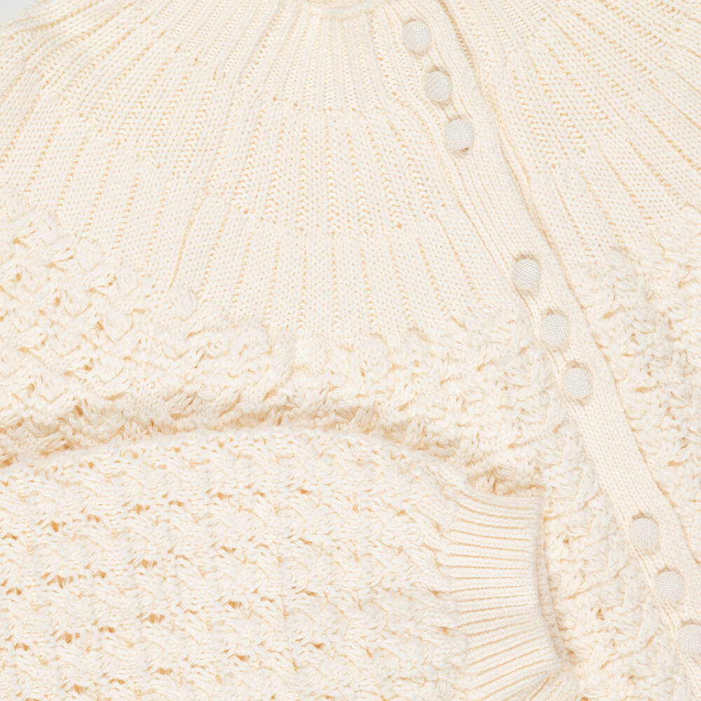 Chloé-Girls Ivory Knitted Cotton Cardigan | Childrensalon