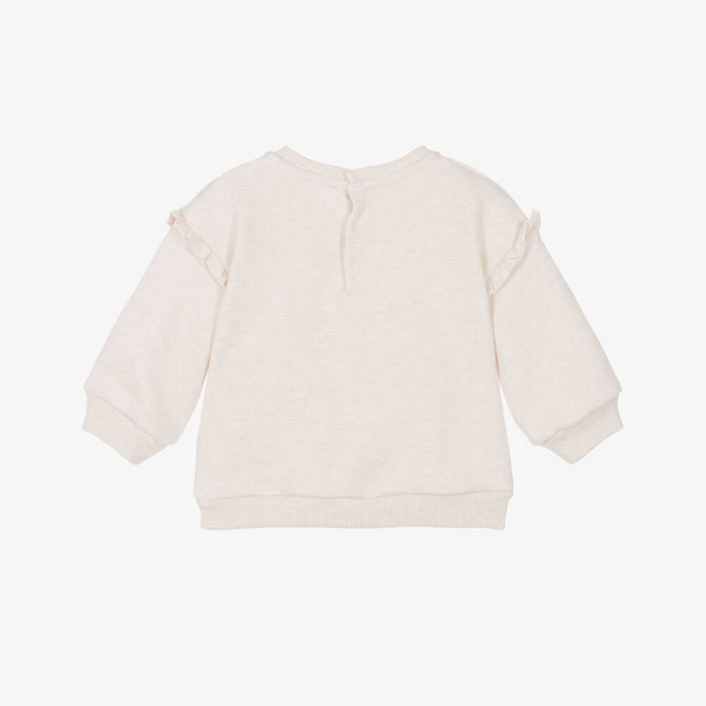 Chloé-Girls Ivory & Pink Marl Cotton Sweatshirt | Childrensalon
