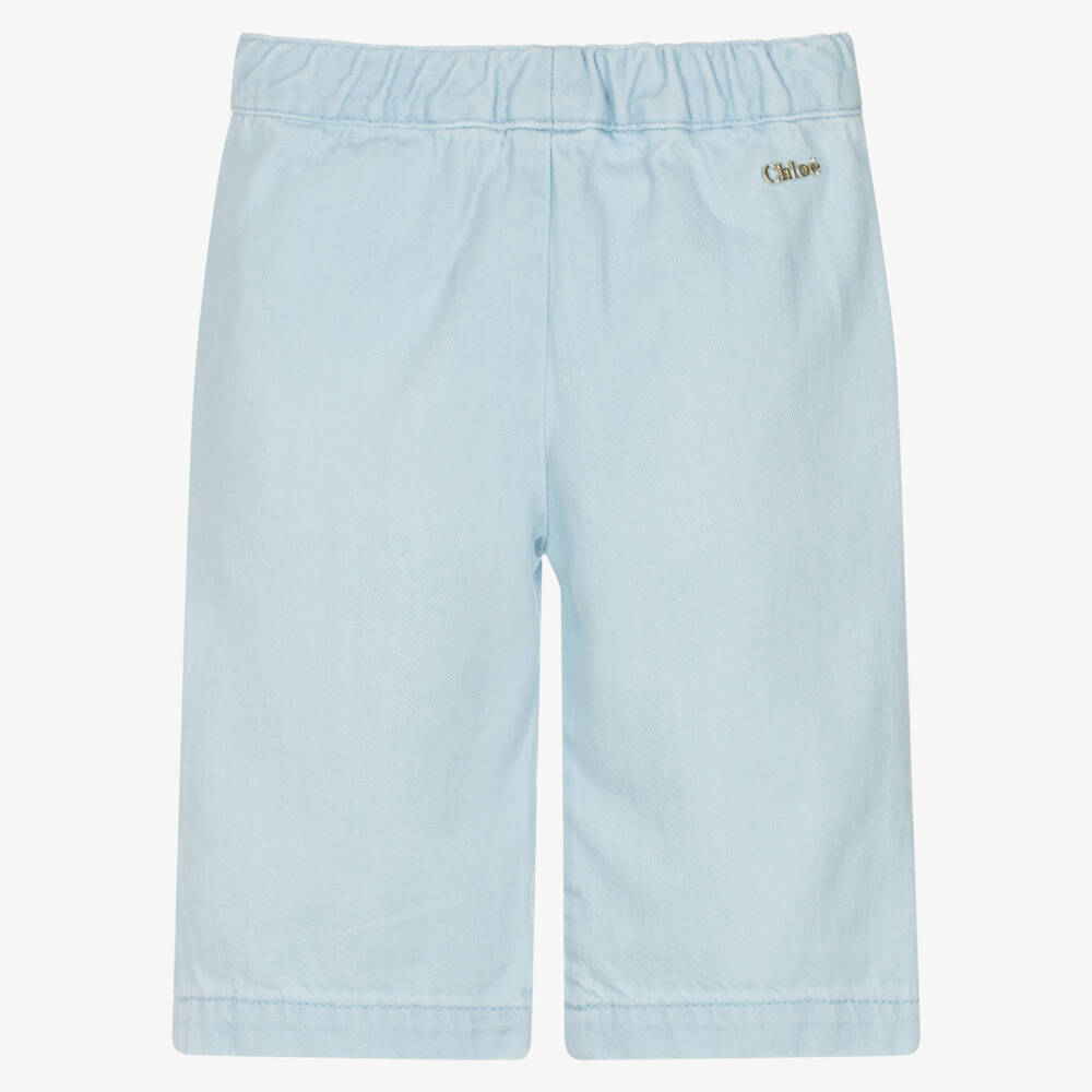 Chloé-Girls Light Blue Denim Embroidered Jeans | Childrensalon