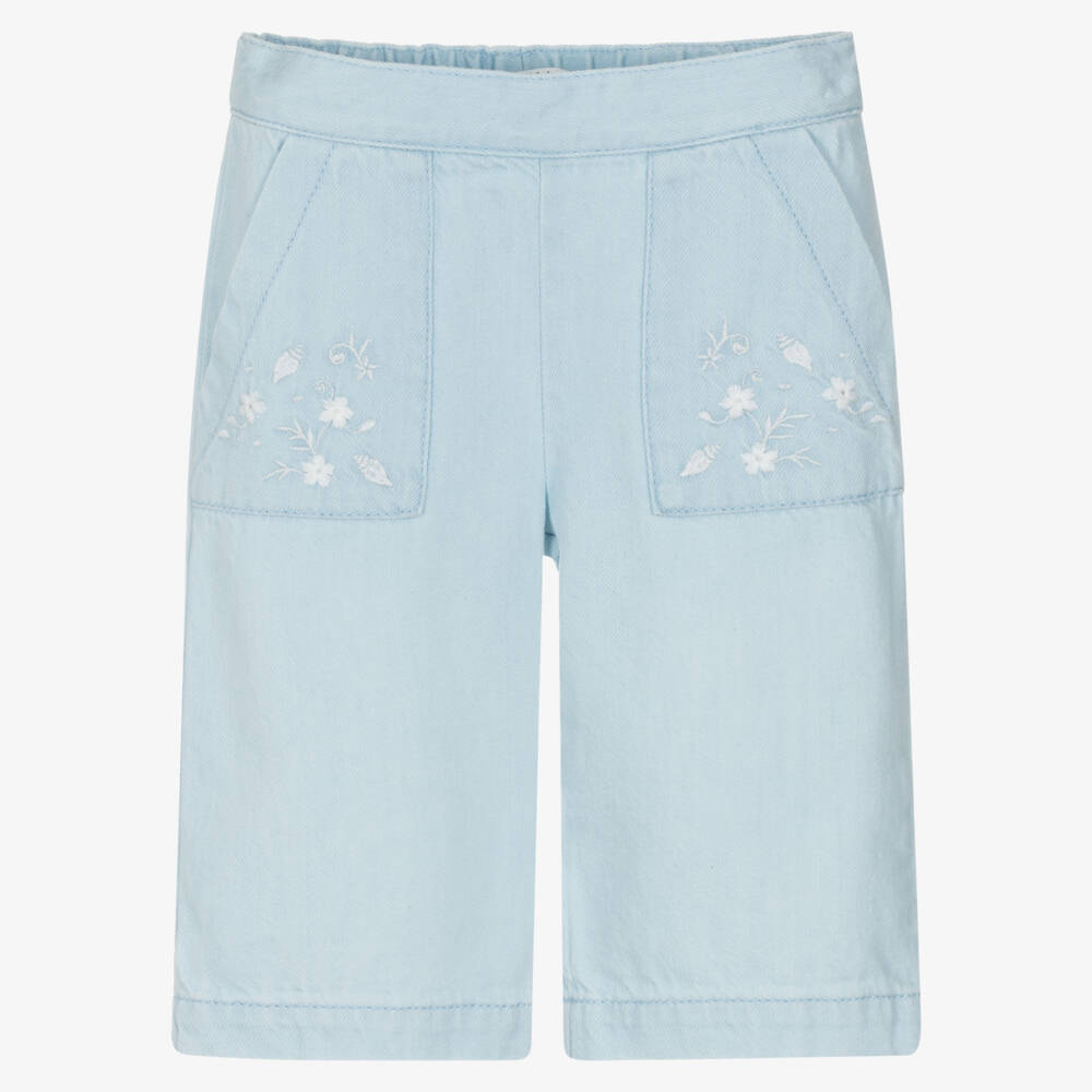 Chloé-Girls Light Blue Denim Embroidered Jeans | Childrensalon