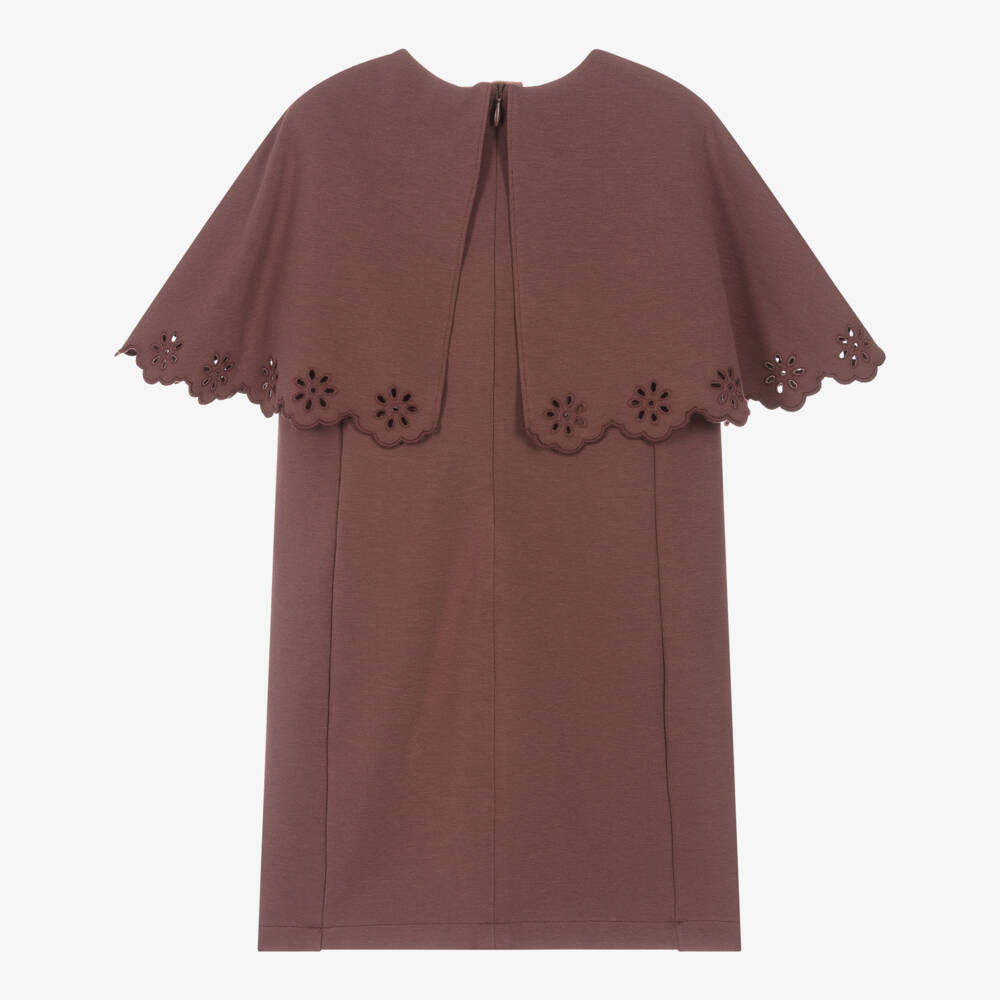 Chloé-فستان بكيب قطن جيرسي لون زهري ملبري للبنات  | Childrensalon