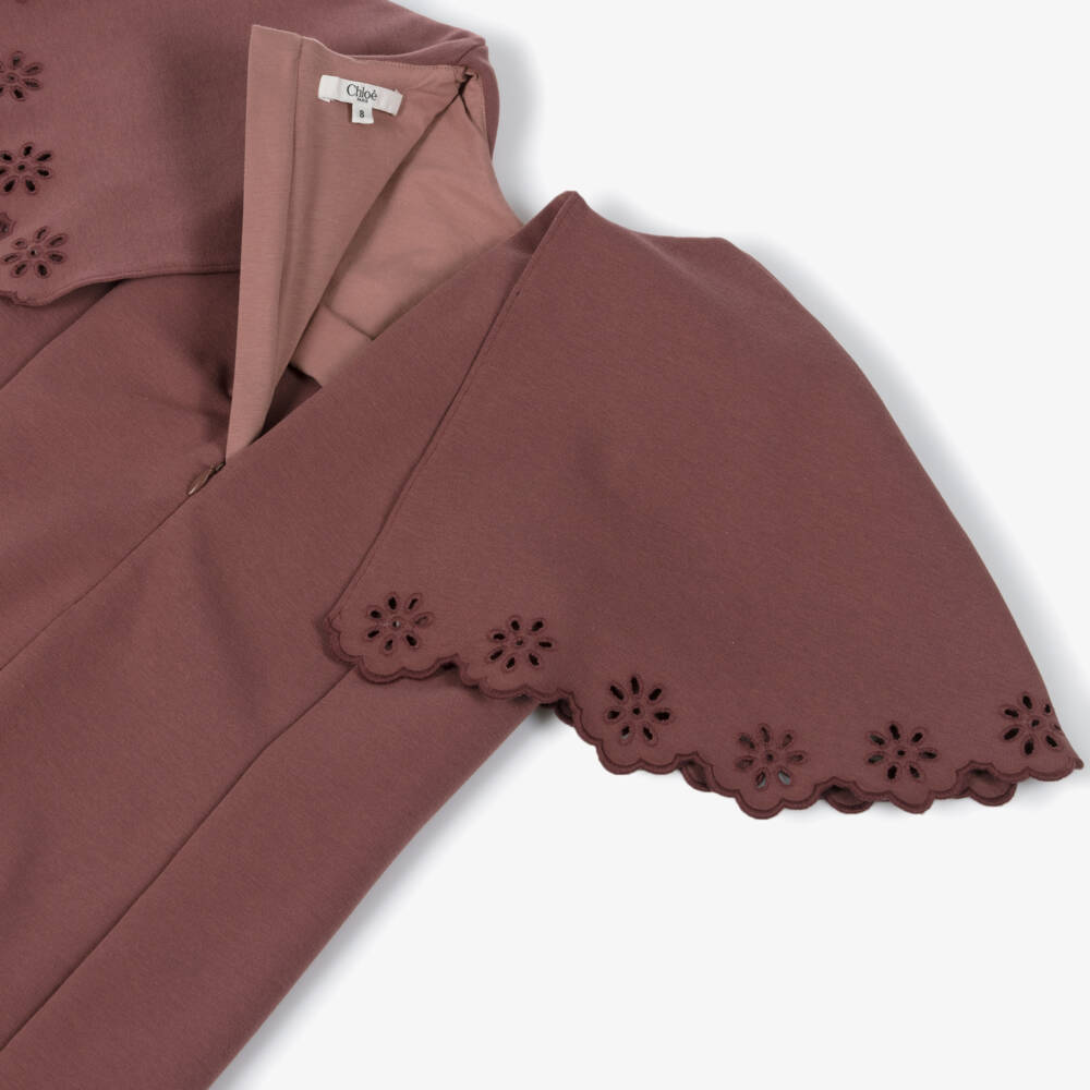 Chloé-فستان بكيب قطن جيرسي لون زهري ملبري للبنات  | Childrensalon