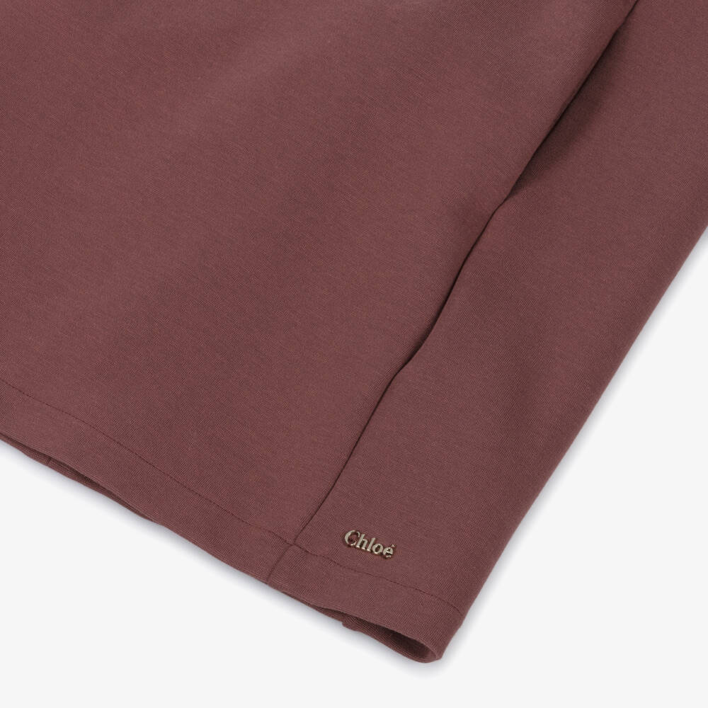 Chloé-فستان بكيب قطن جيرسي لون زهري ملبري للبنات  | Childrensalon