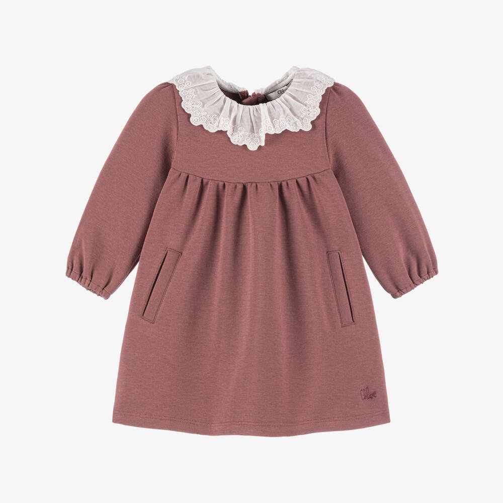 Chloé-Girls Mulberry Pink Cotton Milano Jersey Dress | Childrensalon