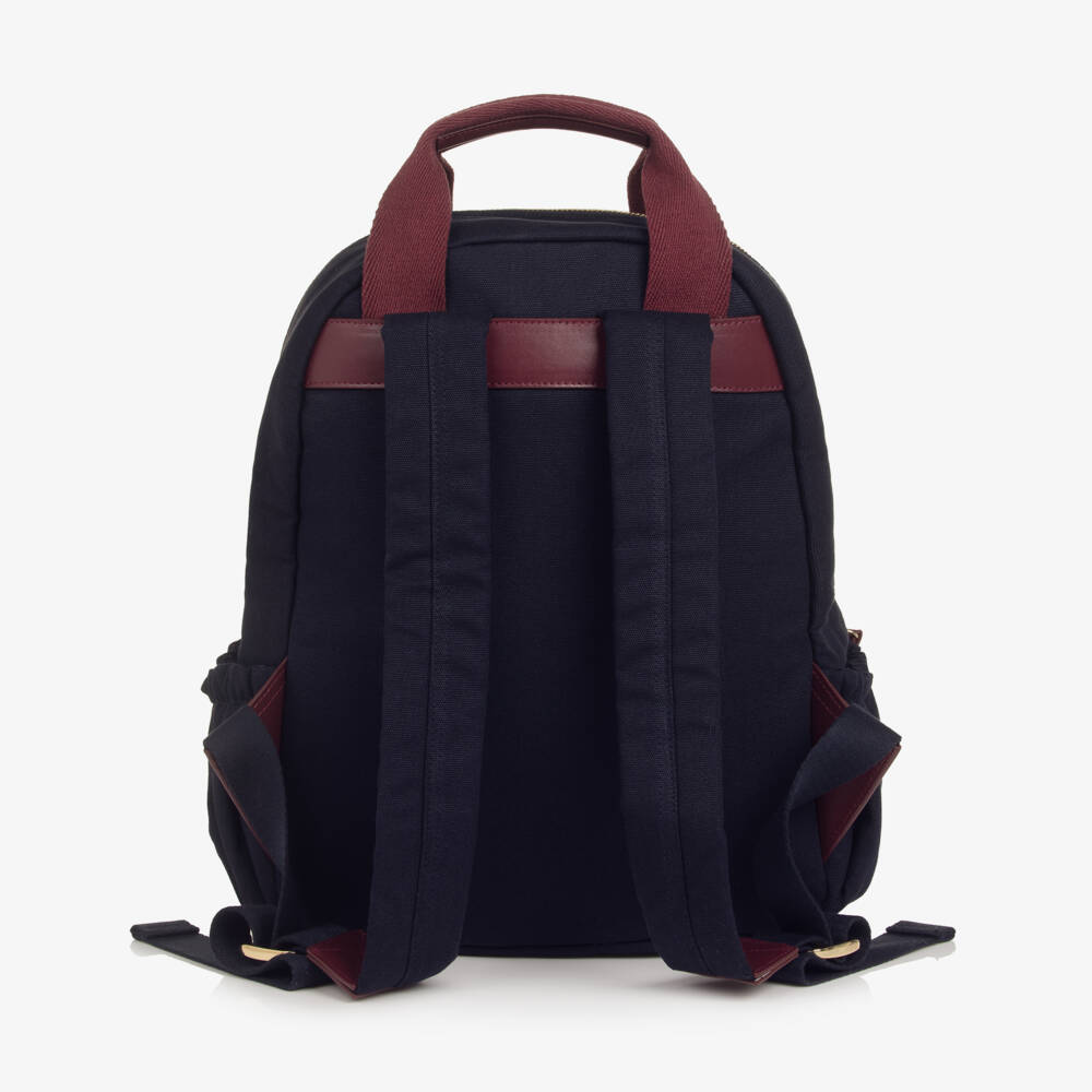 Chloé-Girls Navy Blue & Burgundy Red Backpack (36cm) | Childrensalon