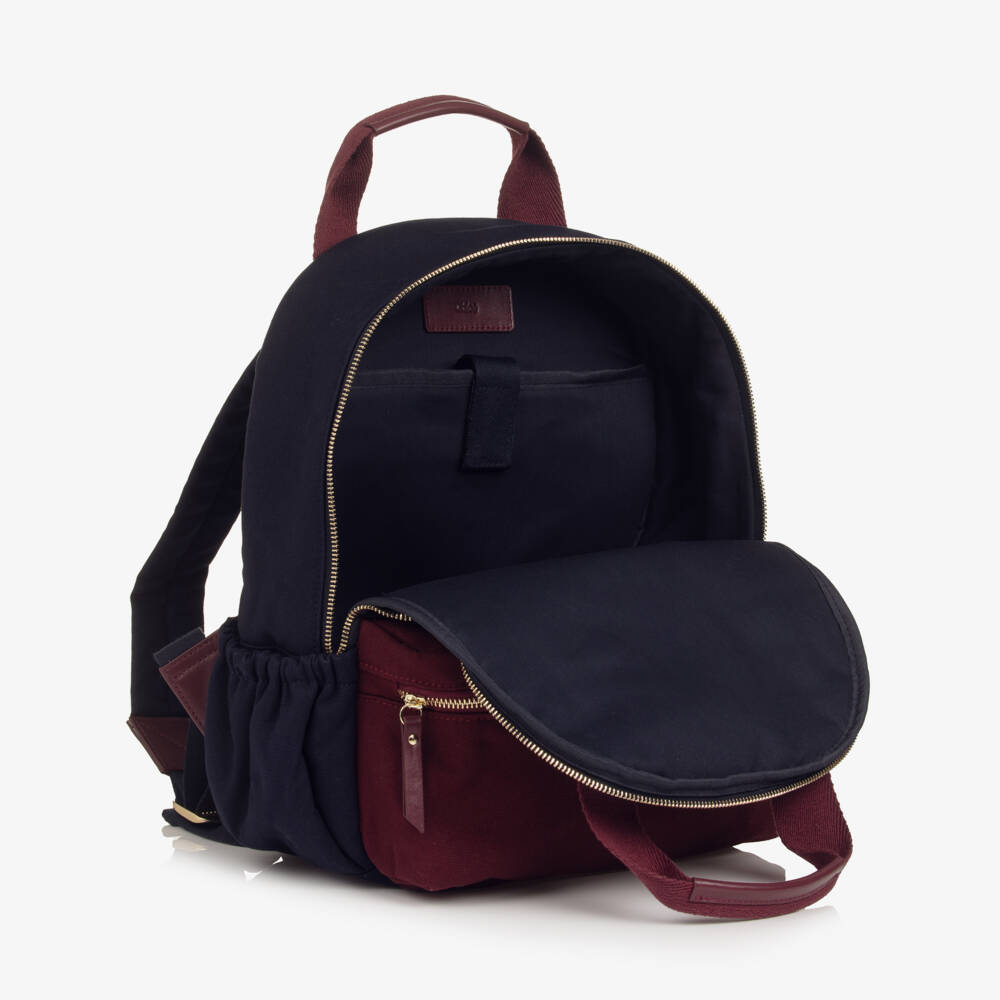 Chloé-Girls Navy Blue & Burgundy Red Backpack (36cm) | Childrensalon