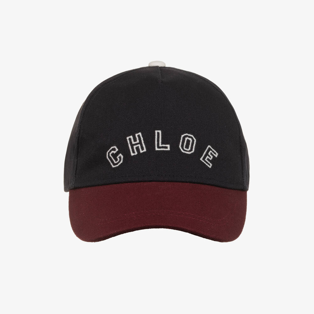 Chloé-Girls Navy Blue & Burgundy Red Cap | Childrensalon