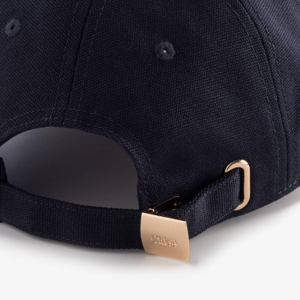 Chloé-Girls Navy Blue & Burgundy Red Logo Cap | Childrensalon