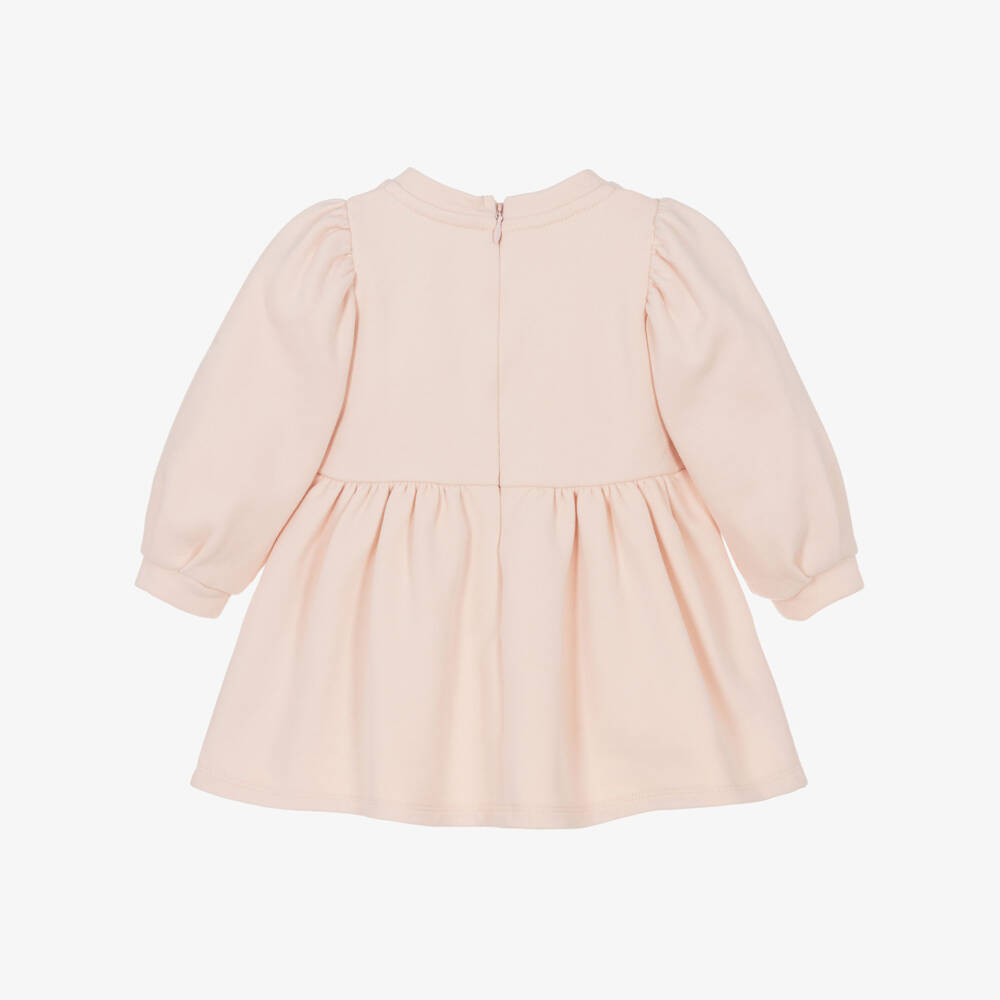 Chloé-Girls Pale Pink Cotton Jersey Dress with Puff Sleeves | Childrensalon