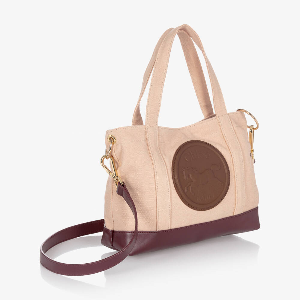 Chloé-Girls Pale Pink Horse Medal Handbag (27cm) | Childrensalon