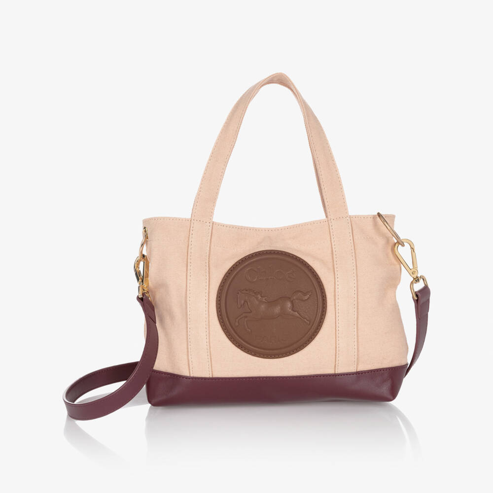 Chloé-Girls Pale Pink Horse Medal Handbag (27cm) | Childrensalon