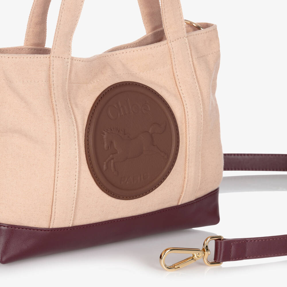 Chloé-Girls Pale Pink Horse Medal Handbag (27cm) | Childrensalon