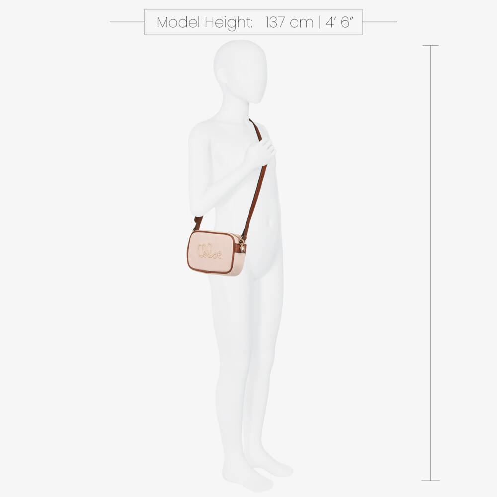 Chloé-Girls Pale Pink Shoulder Bag with Signature Embroidery (17cm) | Childrensalon
