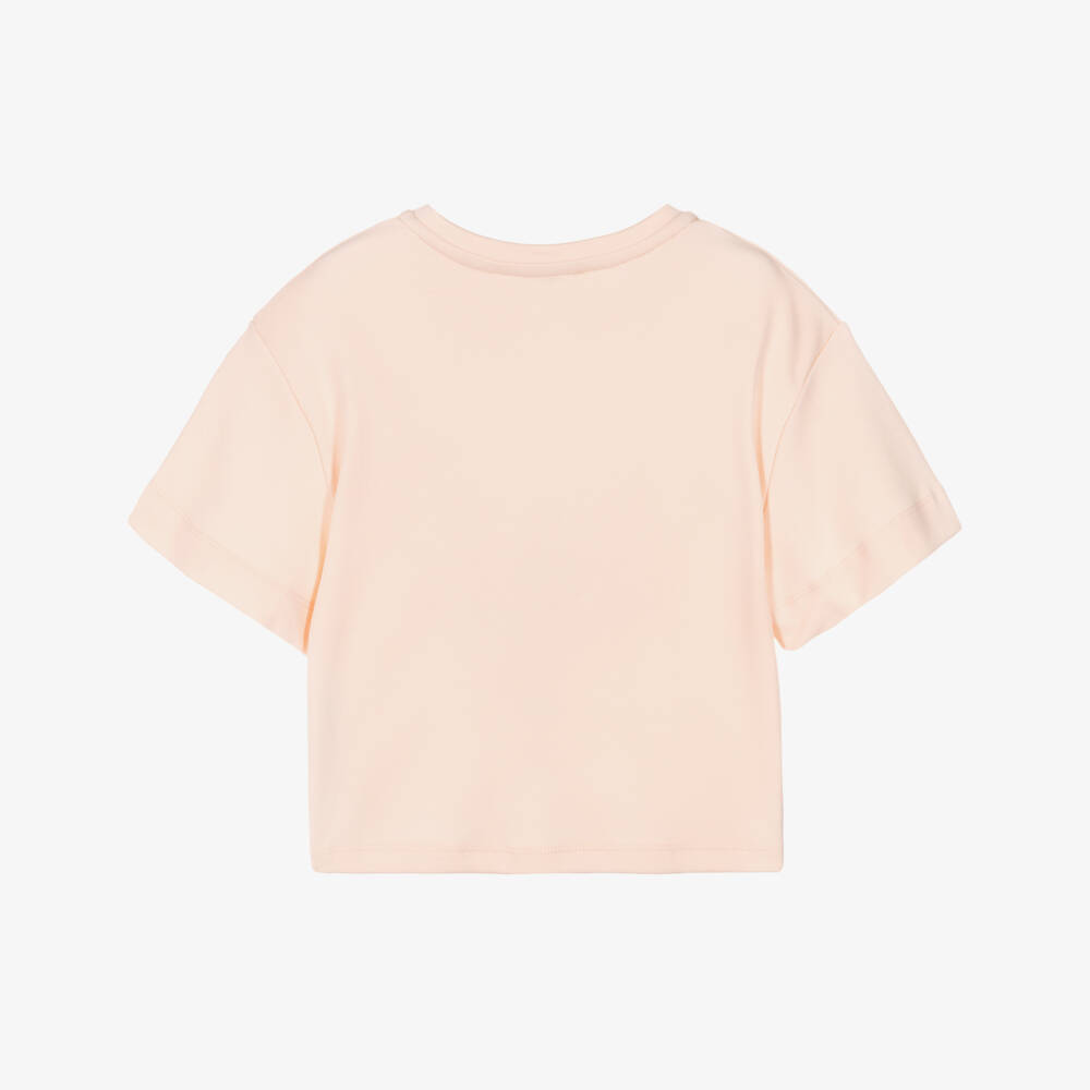 Chloé-Girls Pastel Pink Signature Logo Cotton T-Shirt | Childrensalon