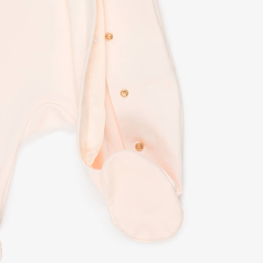 Chloé-Girls Peach Pink Cotton Babysuit Gift Set | Childrensalon
