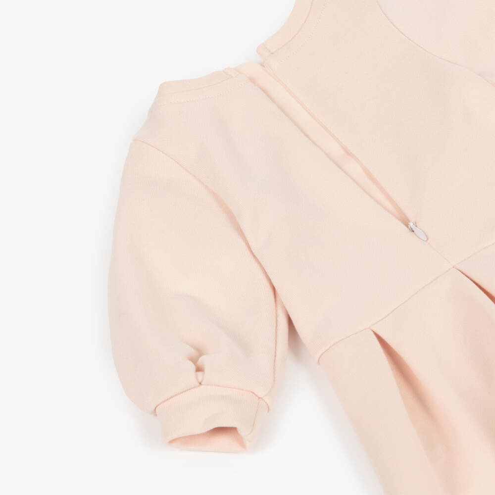 Chloé-Girls Pink Appliqué Logo Cotton Jersey Dress | Childrensalon