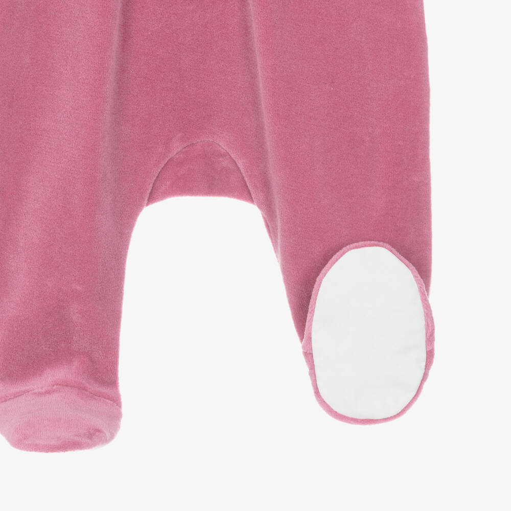 Chloé-Girls Pink Babygrow with Broderie Anglaise Collar | Childrensalon