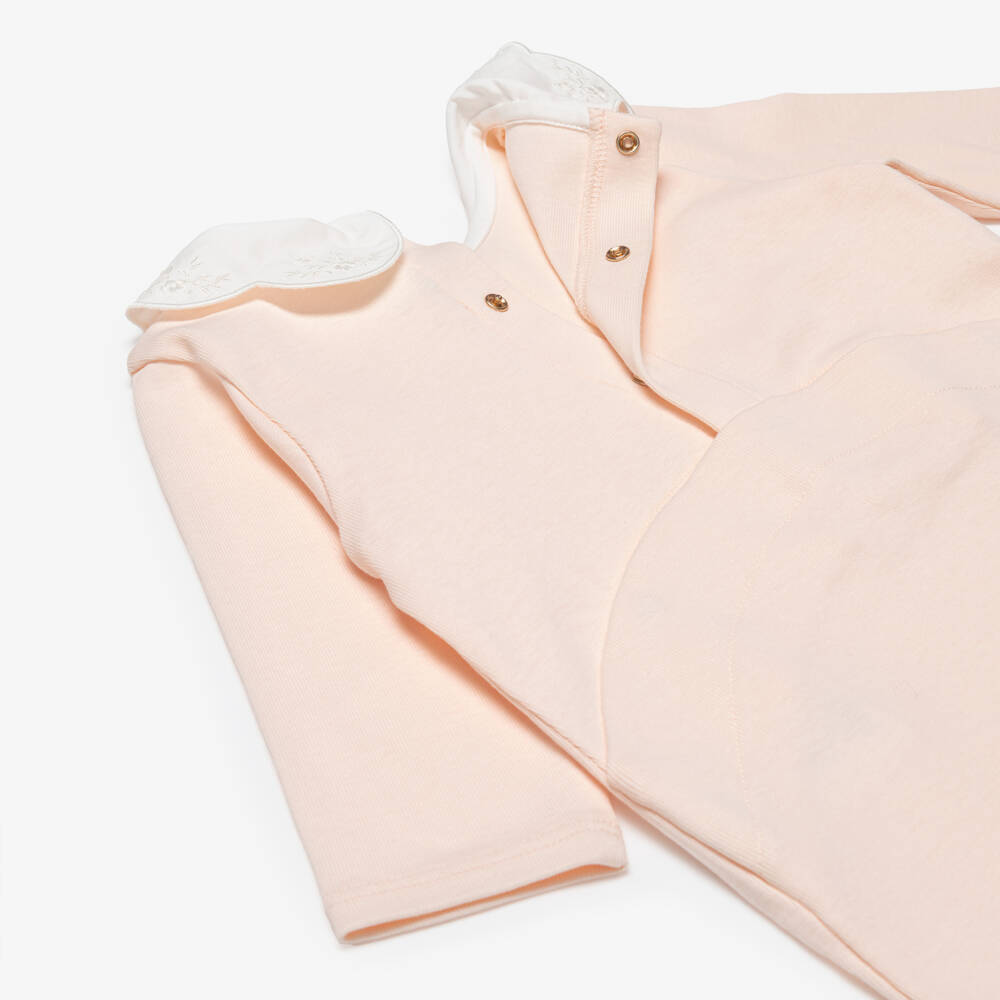 Chloé-Girls Pink Babysuit Gift Set with Embroidered Collar | Childrensalon
