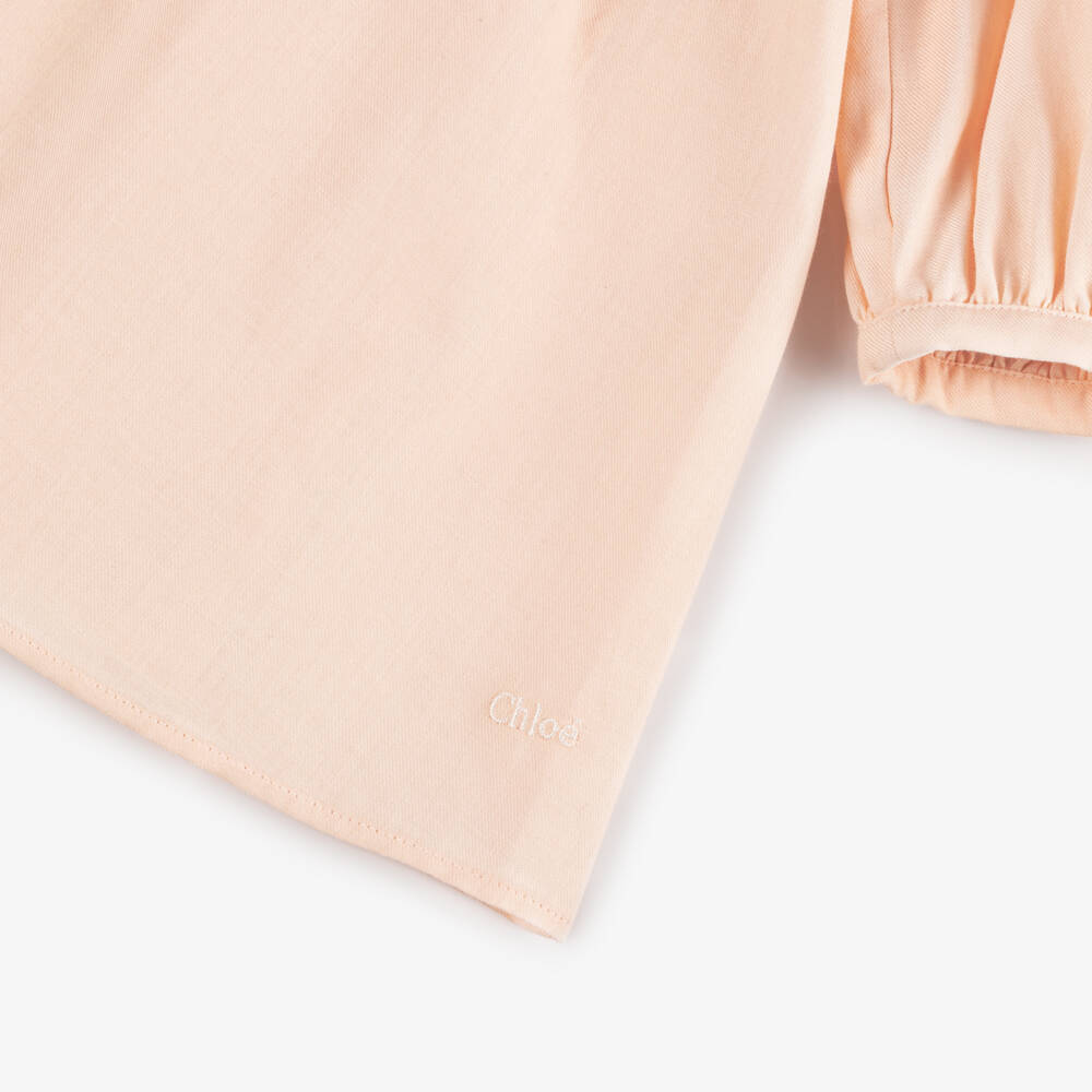 Chloé-Girls Pink Cotton Twill Cape Collar Dress | Childrensalon