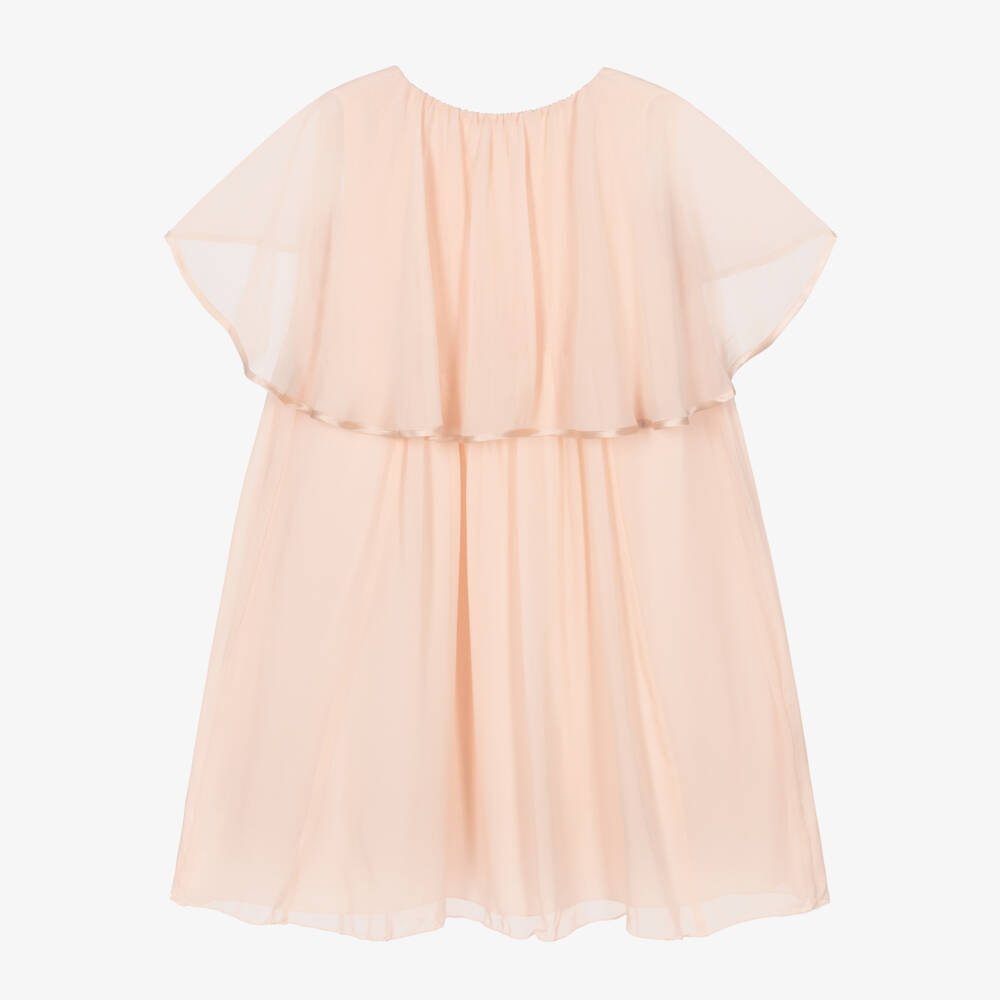 Chloé-Girls Pink Silk Chiffon Dress | Childrensalon