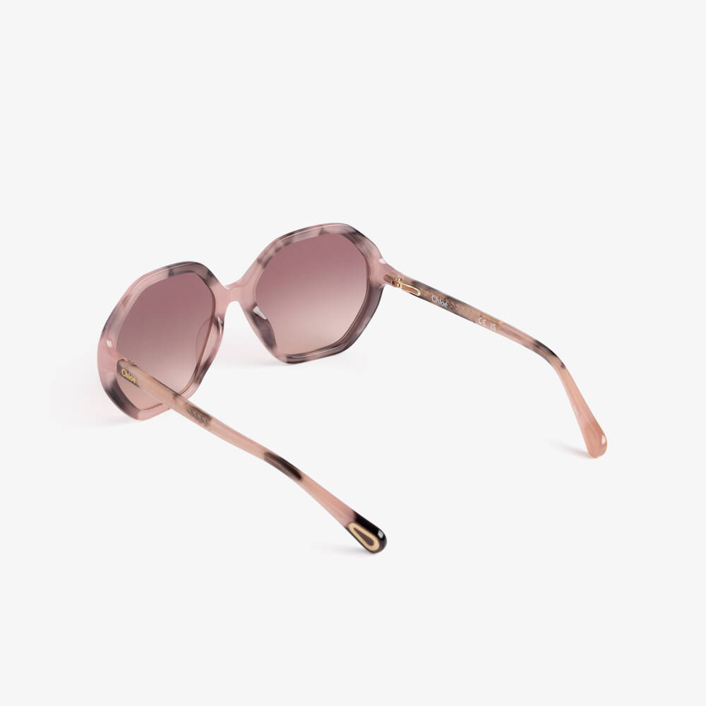 Chloé-Girls Pink Tortoise Shell Frame Sunglasses | Childrensalon