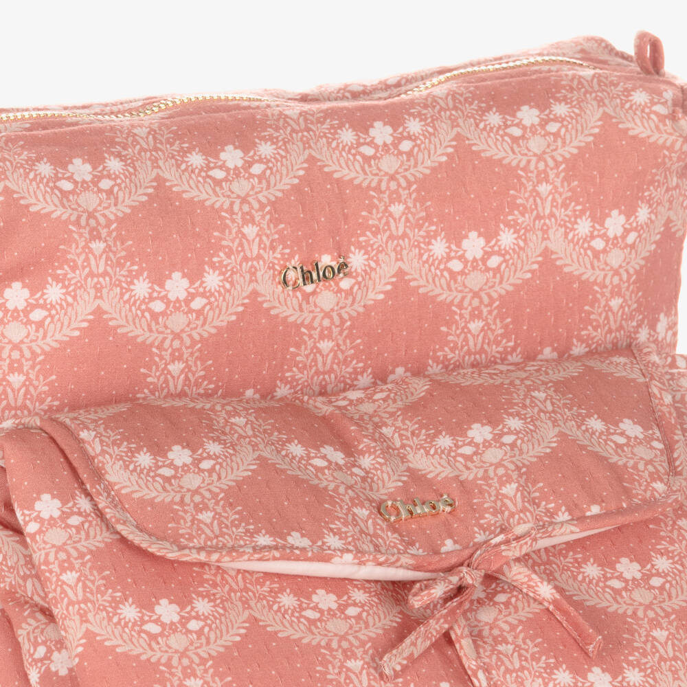 Chloé-Girls Pink Washbag & Changing Mat Gift Set | Childrensalon