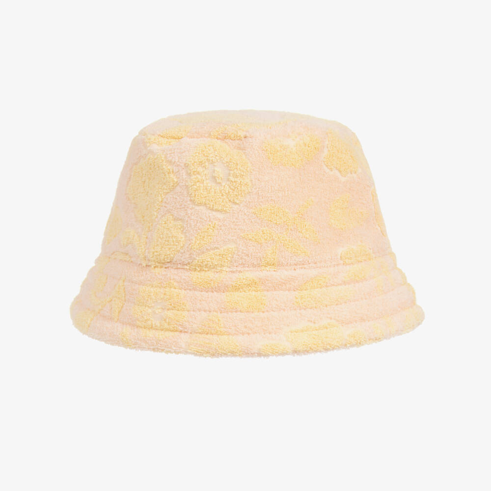 Chloé-Girls Pink & Yellow Floral Towelling Bucket Hat | Childrensalon