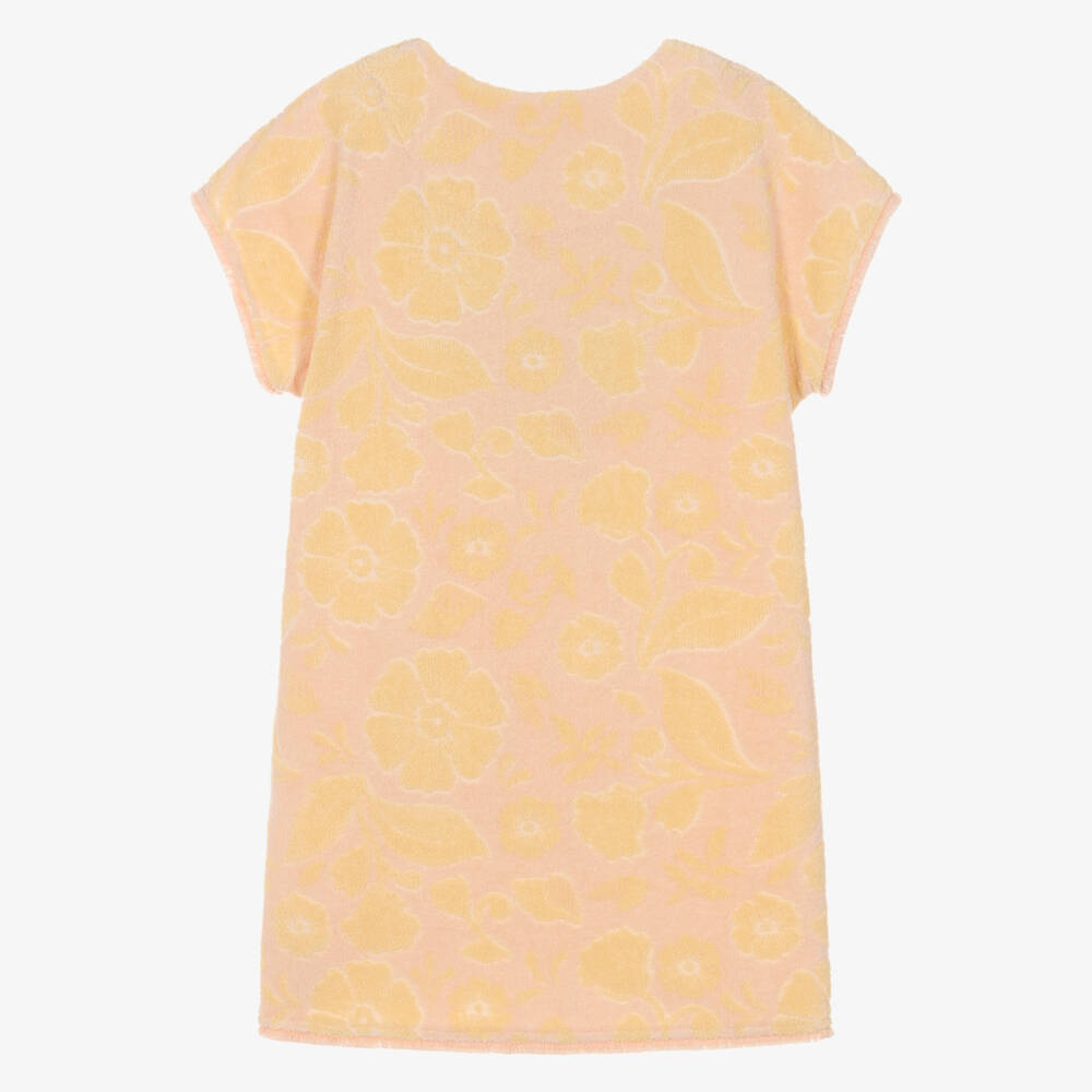 Chloé-Girls Pink & Yellow Floral Towelling Dress | Childrensalon