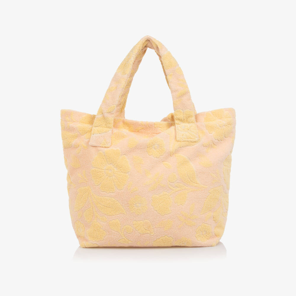 Chloé-Girls Pink & Yellow Floral Towelling Tote Bag (42cm) | Childrensalon